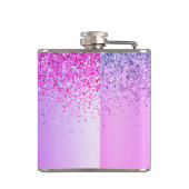 Paarse Glitter Monogram Naam Luxury Girly Heupfles (Achterkant)