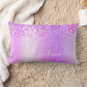 Paarse Glitter Monogram Naam Luxury Girly Kussen (Deken)