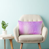 Paarse Glitter Monogram Naam Luxury Girly Kussen (Stoel)