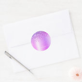 Paarse Glitter Monogram Naam Luxury Girly Ronde Sticker (Envelop)