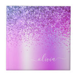 Paarse Glitter Monogram Naam Luxury Girly Tegeltje<br><div class="desc">Paarse Faux Folie Metallic Sparkle Glitter Borhed Metal Monogram Name and Initiaal Ceramic Tiles. Dit maakt de perfecte liefhebbende 16 verjaardag,  bruiloft,  vrijgezellenfeest,  verjaardagsdag,  baby shower of vrijgezellenfeest voor iemand die van luxe glam en stijl houdt.</div>