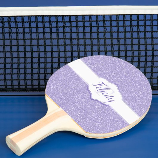 Paarse Glitter Monogram Ping Pong Paddle Tafeltennisbatje (Insitu)