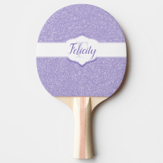 Paarse Glitter Monogram Ping Pong Paddle Tafeltennisbatje (Voorkant)