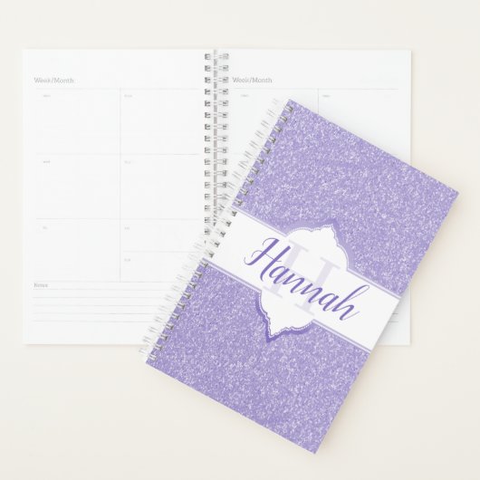 Paarse Glitter Monogram Planner (Display)