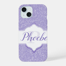 Paarse Glitter Monogram Samsung Galaxy Hoesje