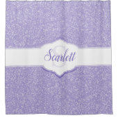Paarse Glitter Monogram Shower Curtain Douchegordijn (Voorkant)