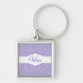 Paarse Glitter Monogram Sleutelhanger (Voorkant)
