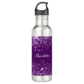 Paarse glitter-monogram: sparren waterfles (Voorkant)