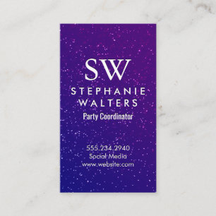 Paarse Glitter Monogram Visitekaartje