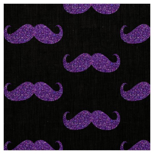 Paarse Glitter Mustache Stof (Swatch)