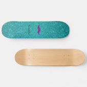 Paarse glitter mustache turquoise glitter skateboard (Horizontaal)