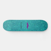 Paarse glitter mustache turquoise glitter skateboard (Horizontaal)