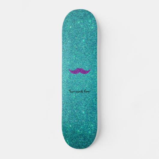 Paarse glitter mustache turquoise glitter skateboard (Voorkant)