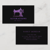 Paarse glitter naaimachine visitekaartje (Voorkant / Achterkant)