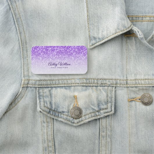 Paarse glitter naamplaatje (In situ)