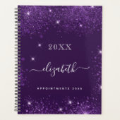 Paarse glitter name script 2023 planner (Voorkant)