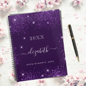 Paarse glitter name script 2023 planner
