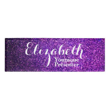 Paarse Glitter Name Tag