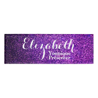 Paarse Glitter Name Tag
