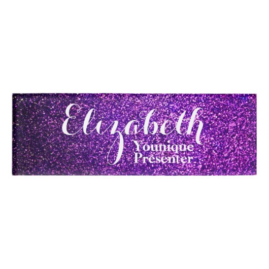 Paarse Glitter Name Tag (Voorkant)