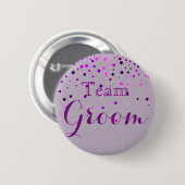 Paarse Glitter Nep Folie Trouw Team Bruidegom Ronde Button 5,7 Cm (Voorkant /achterkant)