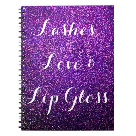 paarse glitter notebook zweeft van lippenvel notitieboek (Voorkant)