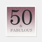Paarse Glitter Ombre 50 en Fabulous 50e Verjaardag Servet (Voorkant)