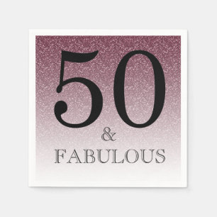 Paarse Glitter Ombre 50 en Fabulous 50ste Verjaard Servet