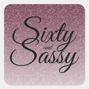 Paarse Glitter Ombre 60 en Sassy 60e Verjaardag Vierkante Sticker