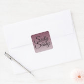 Paarse Glitter Ombre 60 en Sassy 60th Birthday Vierkante Sticker (Envelop)