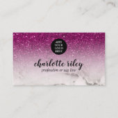 Paarse Glitter Ombre Cursive Voeg je Logo glam toe Visitekaartje (Voorkant)