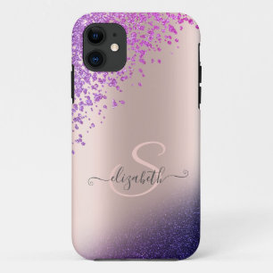 Paarse Glitter Ombre Diamanten Case-Mate iPhone Case