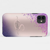 Paarse Glitter Ombre Diamanten Case-Mate iPhone Case (Achterkant (horizontaal))