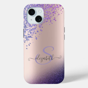 Paarse Glitter Ombre Diamanten iPhone 15 Case