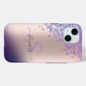 Paarse Glitter Ombre Diamanten Case-Mate iPhone Case (Achterkant (horizontaal))