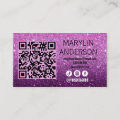 Paarse Glitter Ombre Lash Business met QR-code Visitekaartje (Achterkant)
