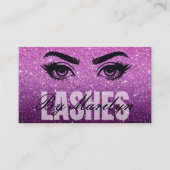 Paarse Glitter Ombre Lash Business met QR-code Visitekaartje (Voorkant)