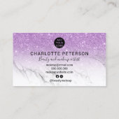 Paarse glitter ombre marble name makeup logo visitekaartje (Achterkant)