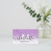 Paarse glitter ombre marble name makeup logo visitekaartje (Staand voorkant)