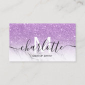 Paarse glitter ombre marble name makeup logo visitekaartje (Voorkant)