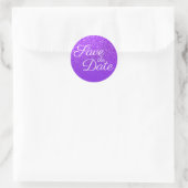 Paarse Glitter Ombre Save the Date Ronde Sticker (Tas)