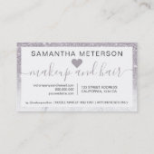 Paarse glitter ombre script make-up marmer 10 klantenkaartje (Achterkant)