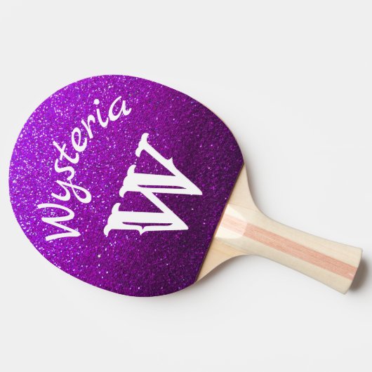 Paarse Glitter Ombre Sparkles Monogram Glam Tafeltennisbatje (Zijkant)