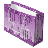 Paarse glitter op de geboorte druist luxe groot cadeauzakje (Voorkant Gekanteld)