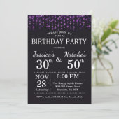 Paarse Glitter op de Verjaardagsfeestje voor Volwa Kaart (Staand voorkant)