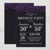 Paarse Glitter op de Verjaardagsfeestje voor Volwa Kaart (Voorkant / Achterkant)