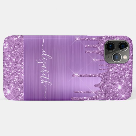 Paarse glitter op maat uitlijnen Case-Mate iPhone case (Achterkant (horizontaal))