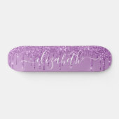 Paarse glitter op maat uitlijnen persoonlijk skateboard (Horizontaal)