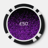 Paarse glitter op zwart domineren overal | poker chips (Achterkant)