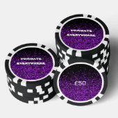 Paarse glitter op zwart domineren overal | poker chips (Opstapeling)